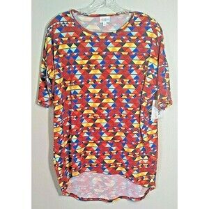 LulaRoe Irma Tunic Multicolored Bright Triangle Print Hi Low Hem Womens XXS